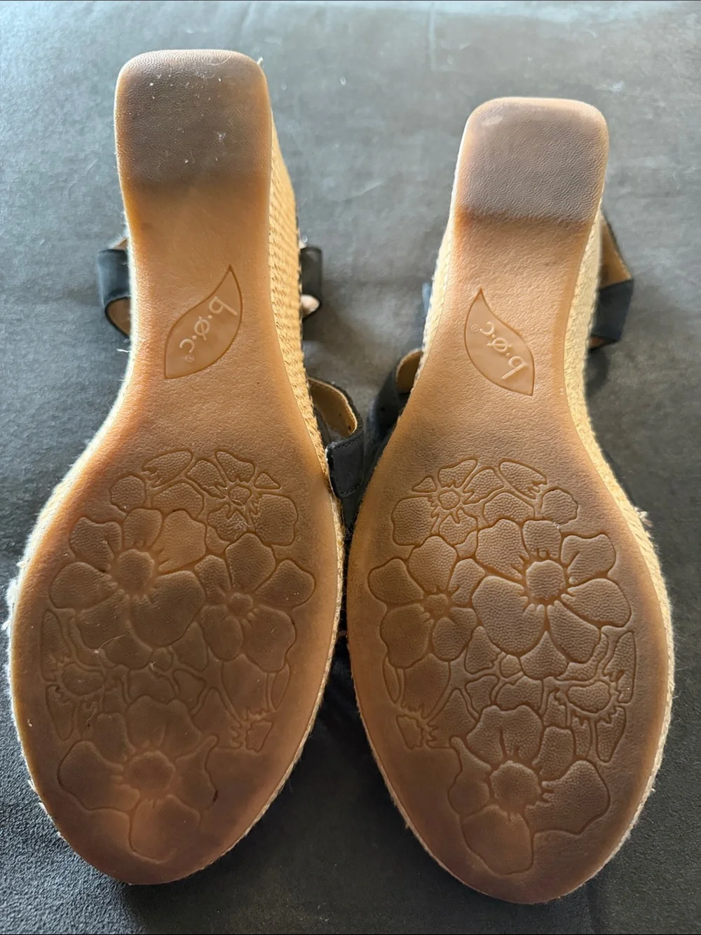 b.o.c. Black Strappy Espadrille Wedge Sandals